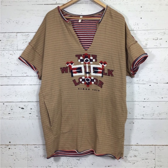 Free People Tan and Red Short Sleeve Tee - Picture 4 of 11